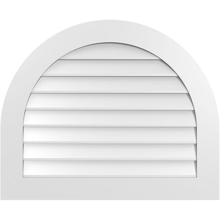 Ekena Millwork Round Top Surface Mount PVC Gable Vent: Non-Functional, w/ 3-1/2"W x 1"P Standard Frame, 34"W x 28"H GVPRT34X2801SN